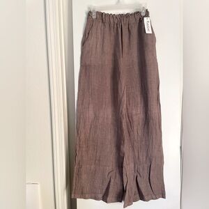 S:Pure Italian Linen Wide Leg High Waisted Trousers/Pants Elastic Waist NWT!